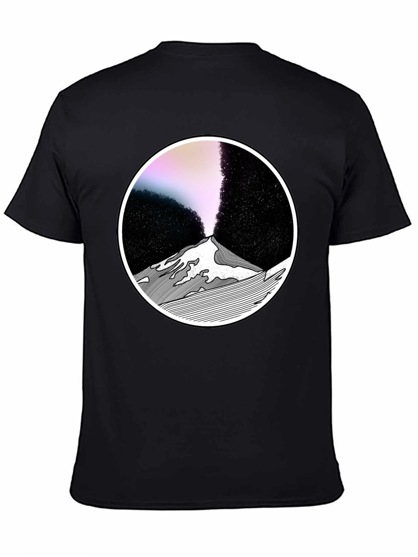Abstract Mountain Graphic Tee - Black