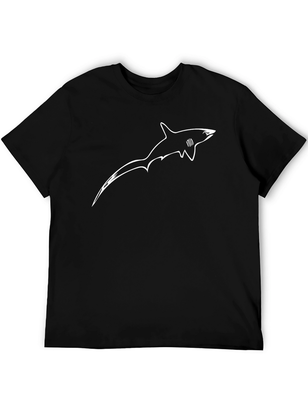 Black T-Shirt with White Shark Graphic