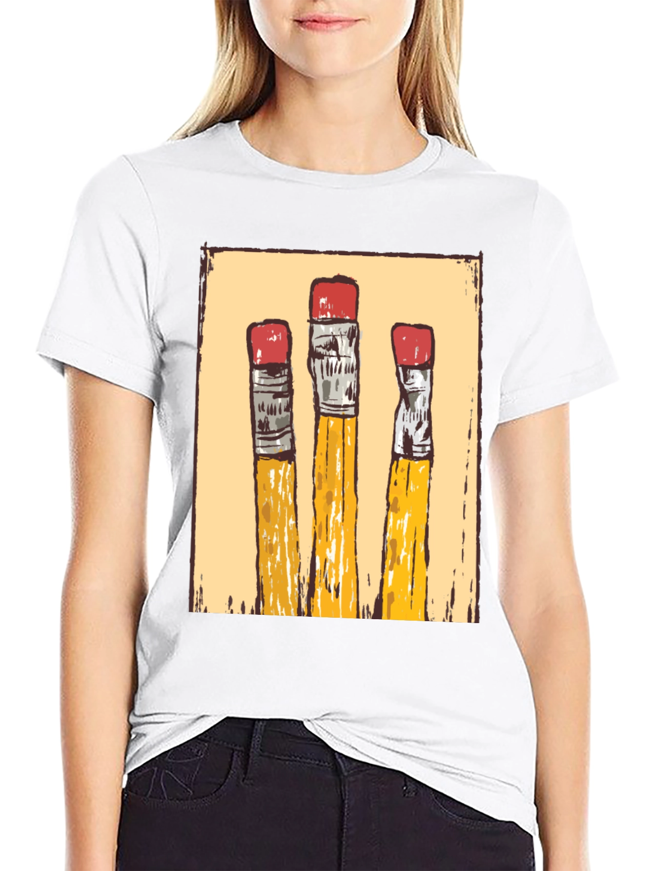 Pencil Graphic T-Shirt - Black