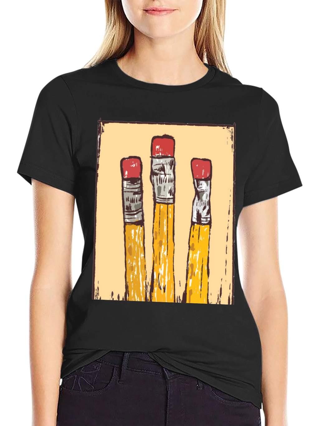 Pencil Graphic T-Shirt - Black