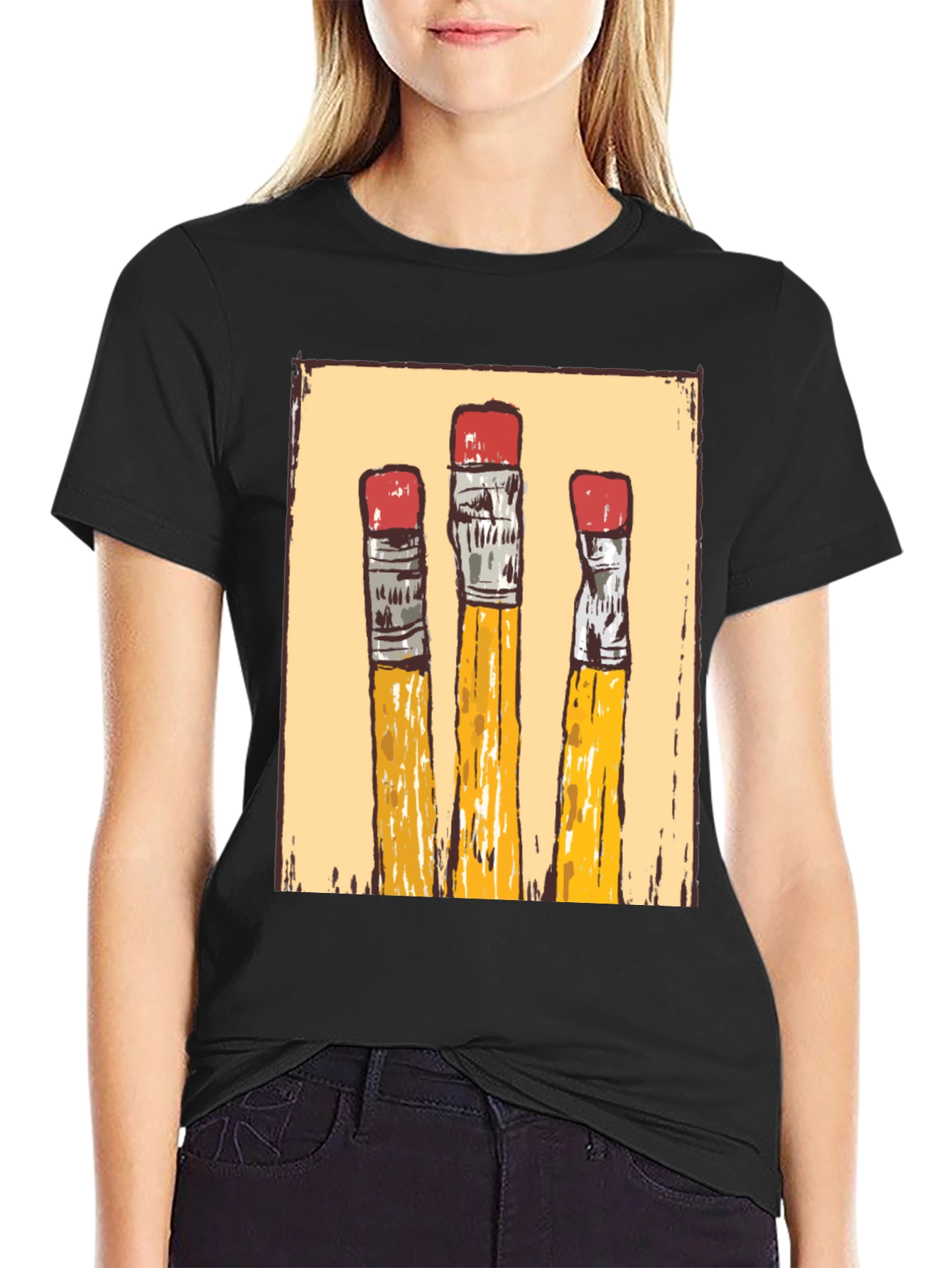 Pencil Graphic T-Shirt - Black