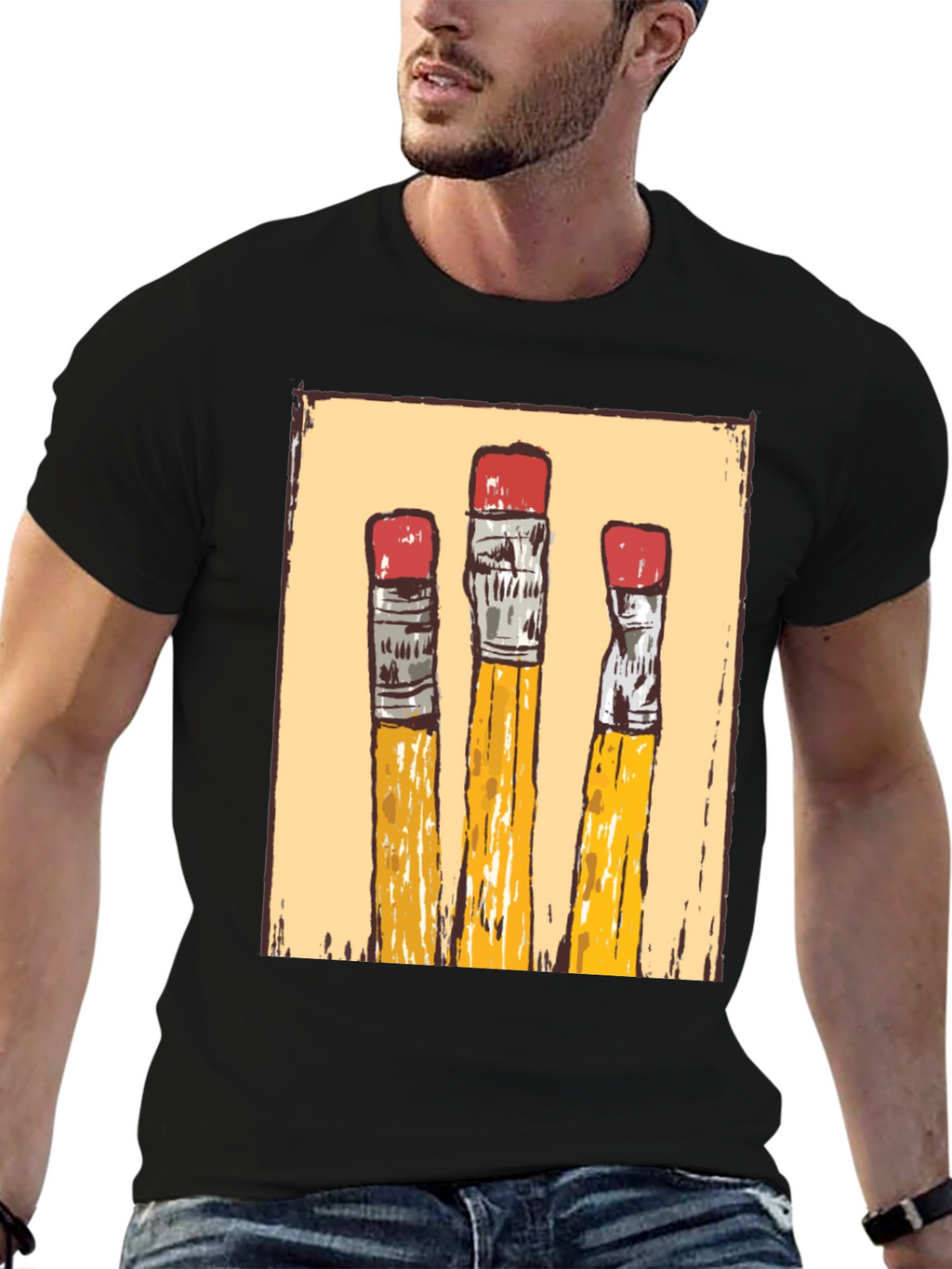 Pencil Graphic T-Shirt - Black