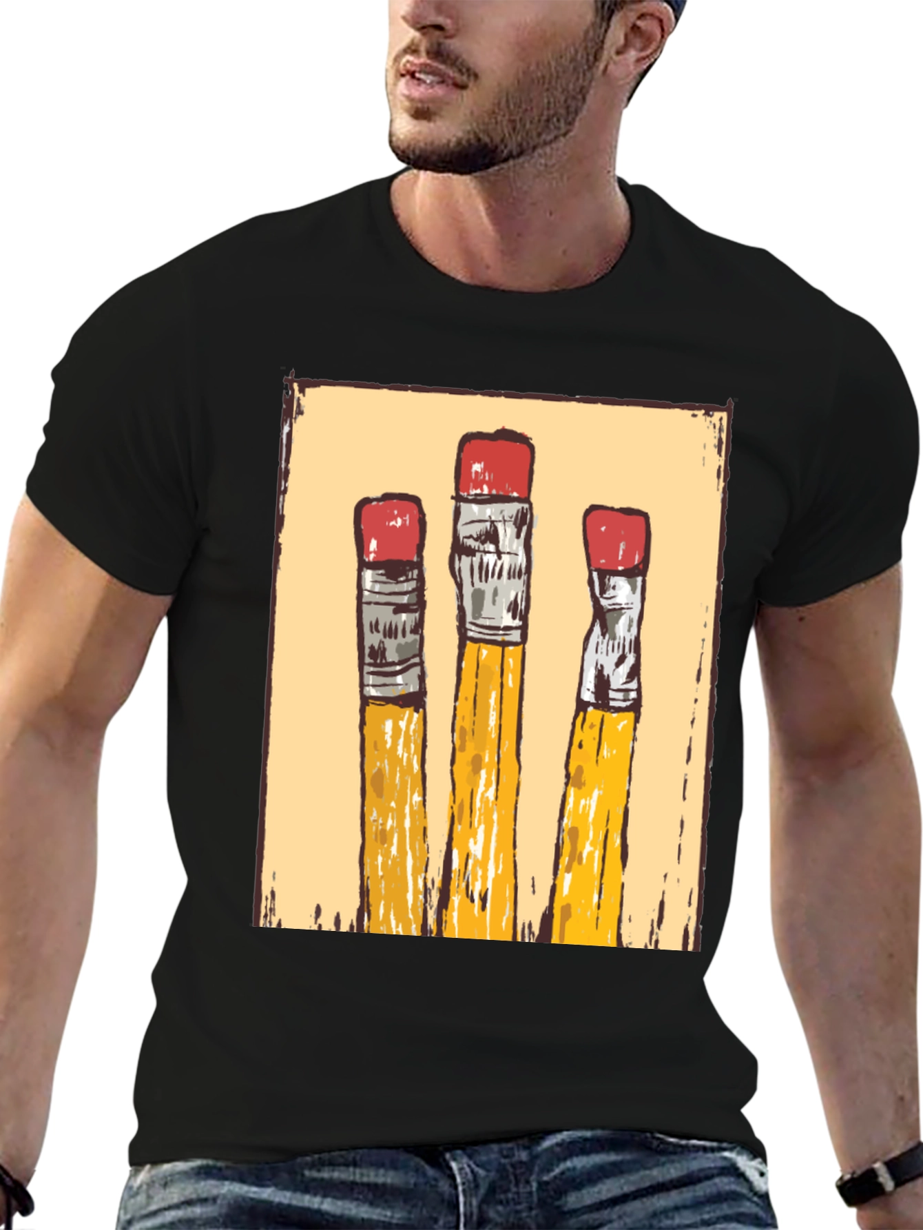 Pencil Graphic T-Shirt - Black
