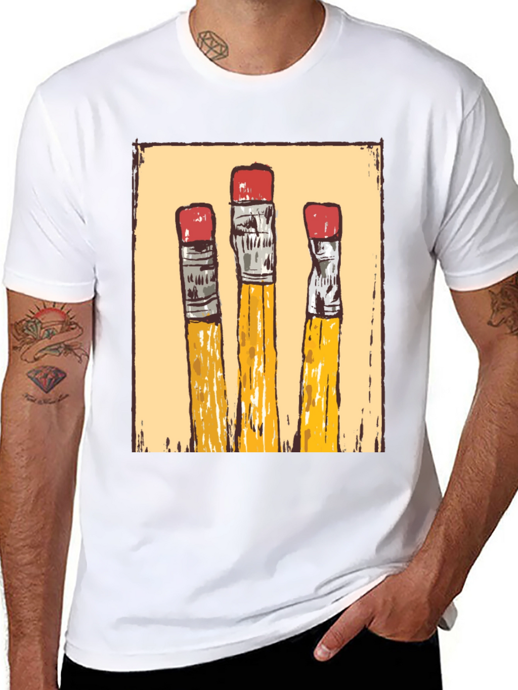 Pencil Graphic T-Shirt - Black