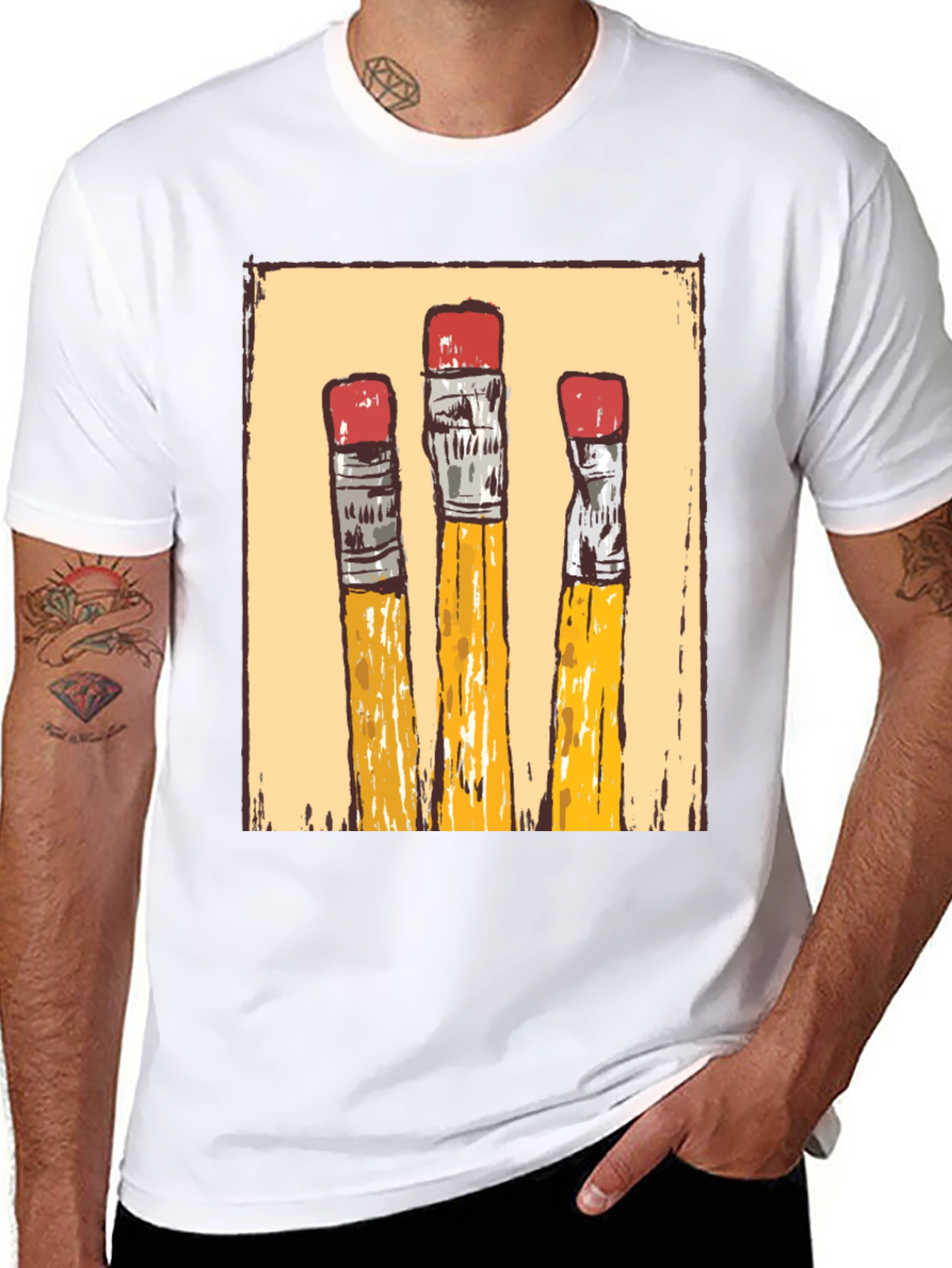 Pencil Graphic T-Shirt - Black