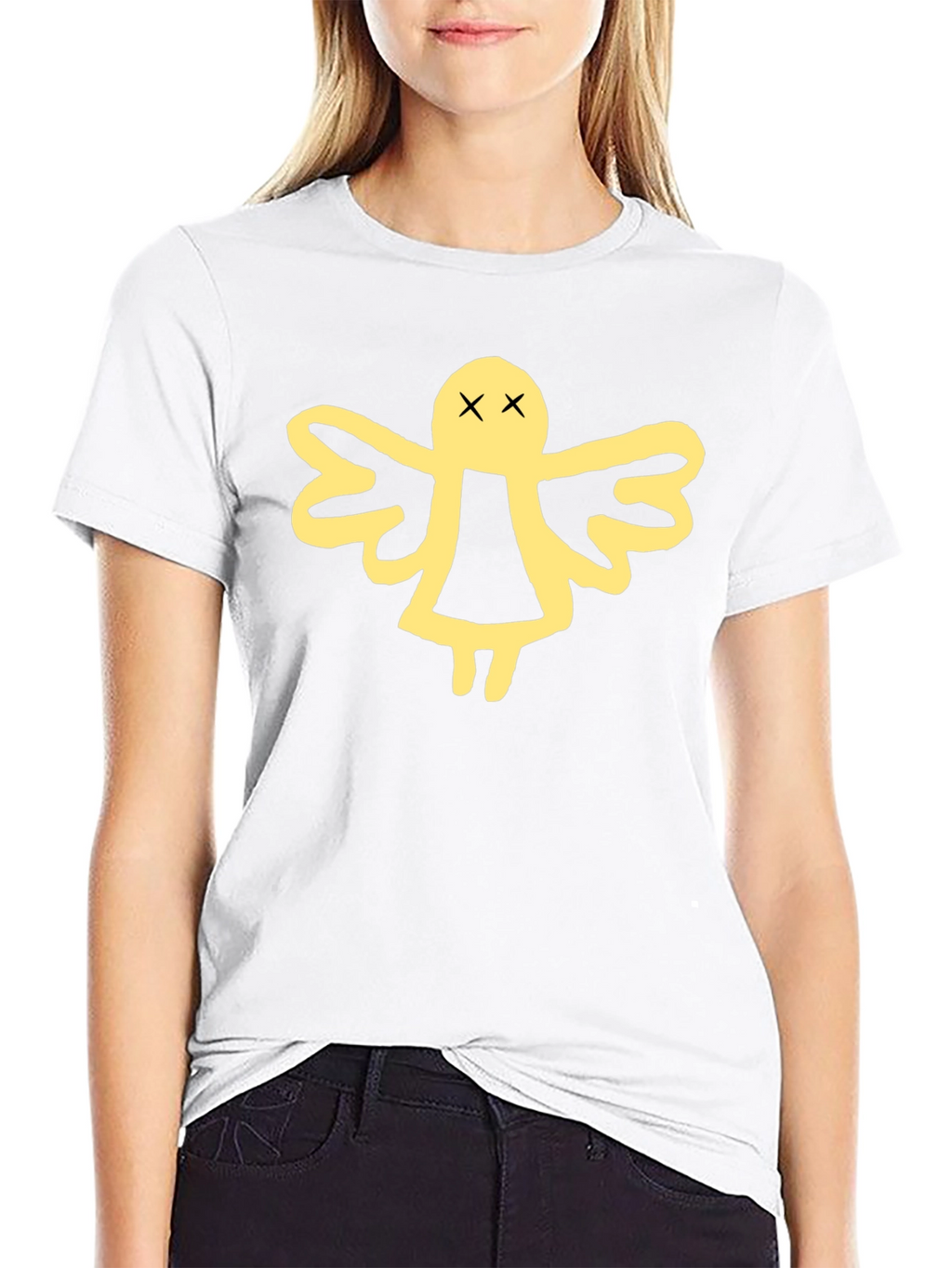 Black T-Shirt with Angel Graphic