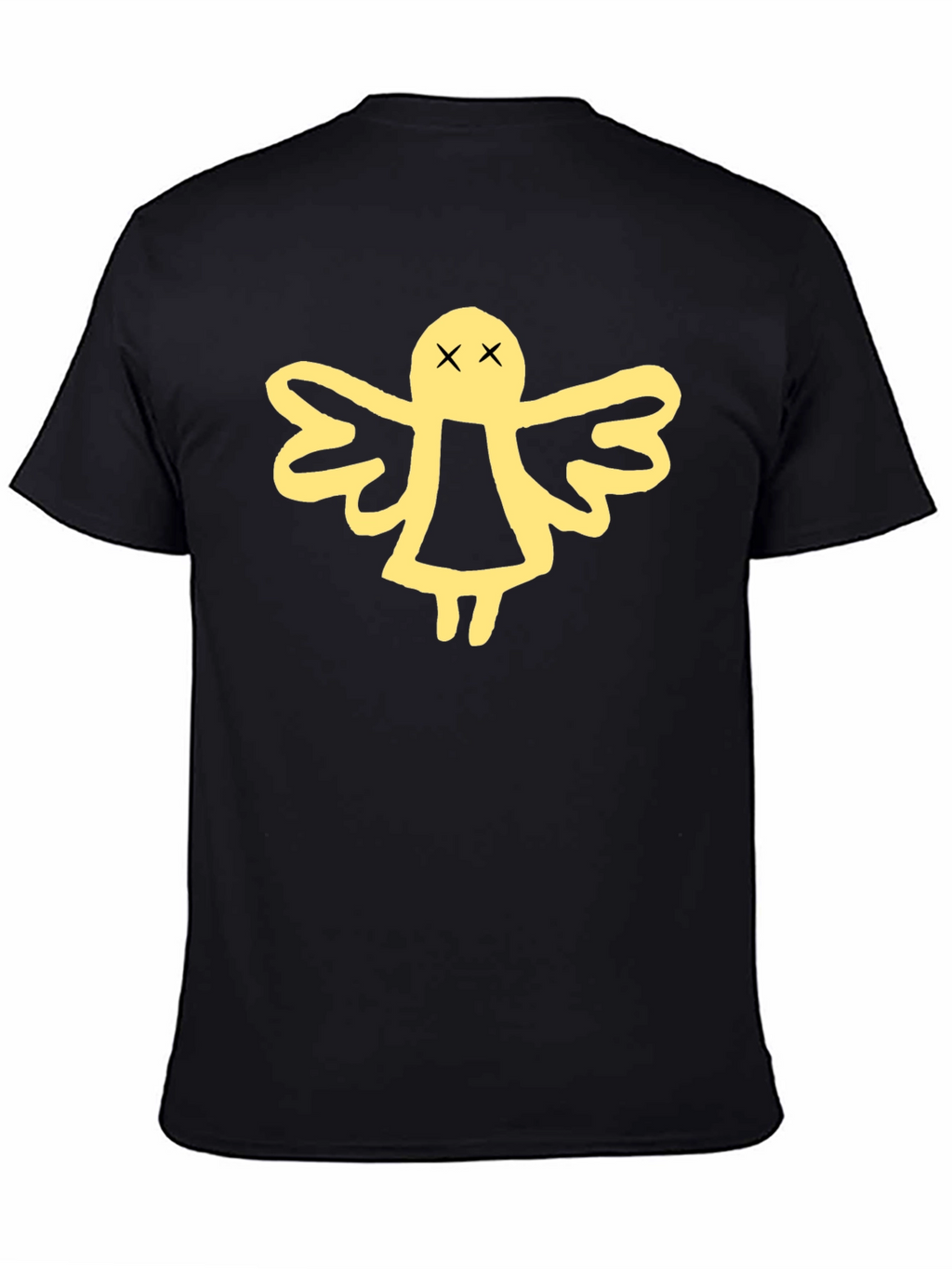Black T-Shirt with Angel Graphic