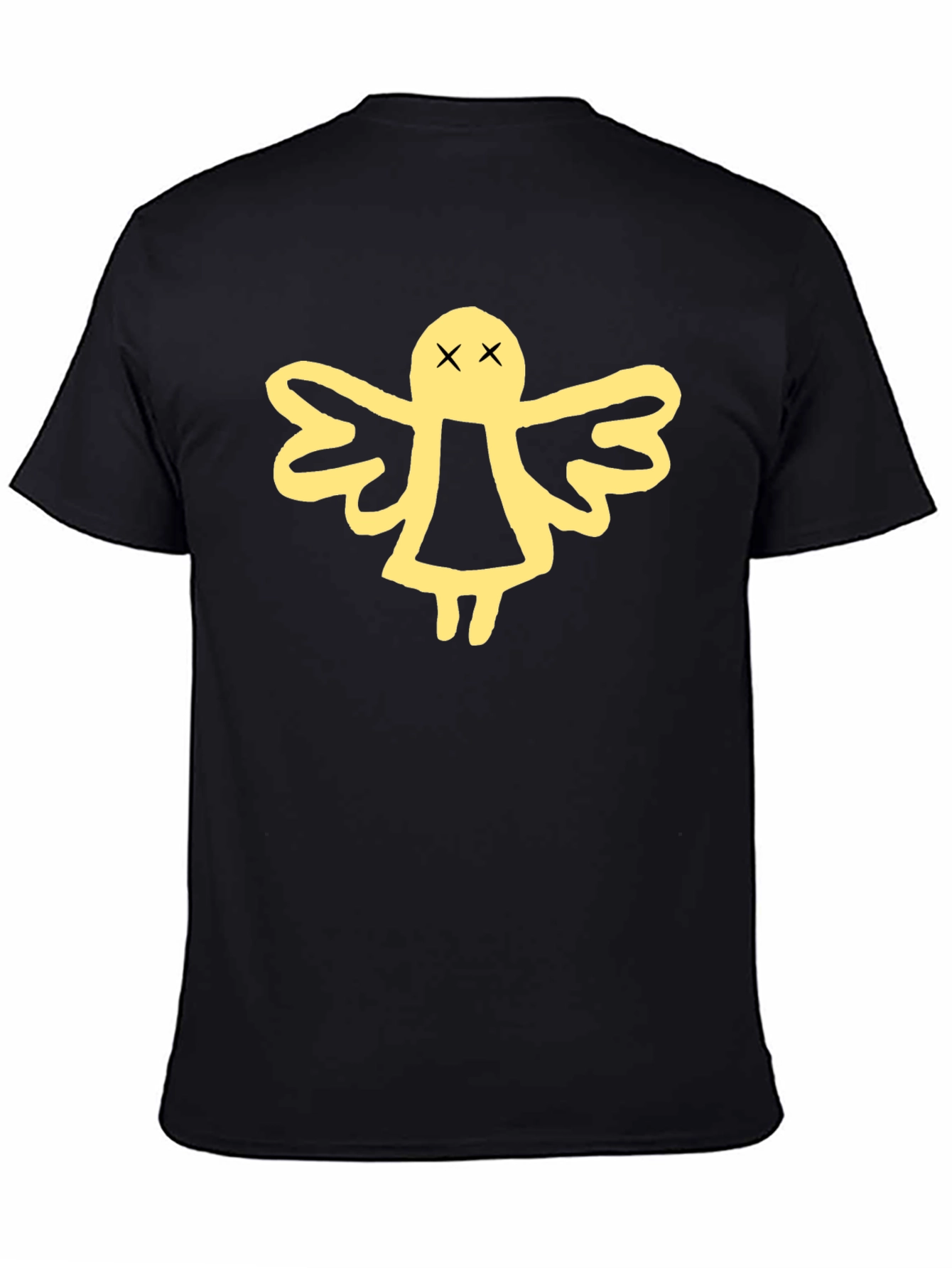 Black T-Shirt with Angel Graphic