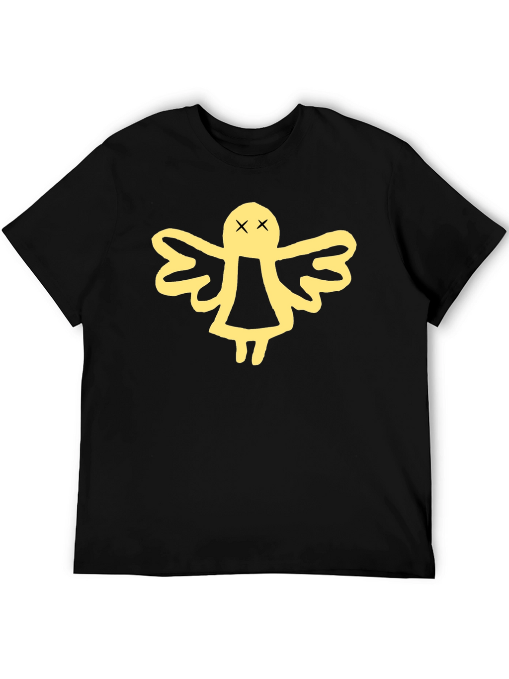 Black T-Shirt with Angel Graphic