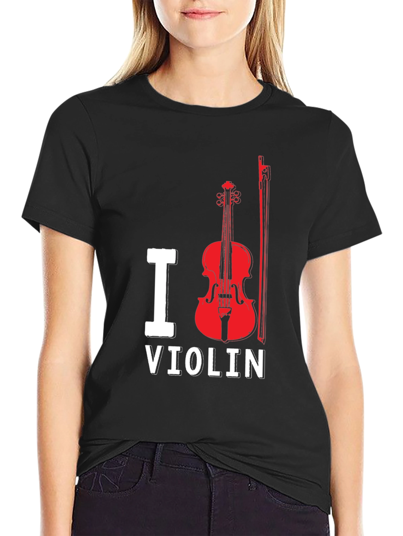 I Love Violin Black T-Shirt