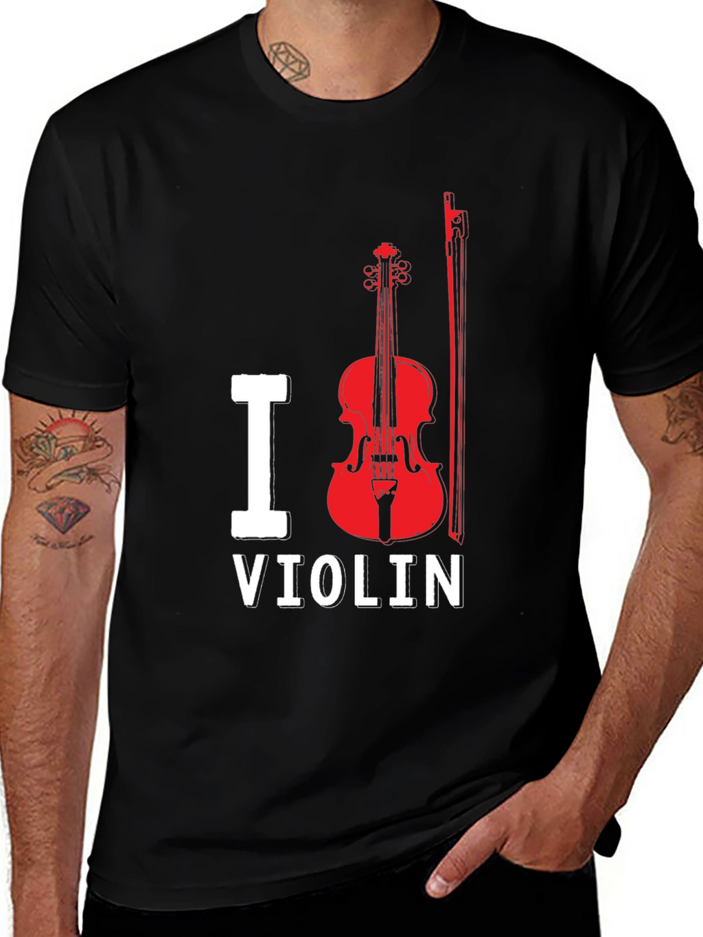 I Love Violin Black T-Shirt