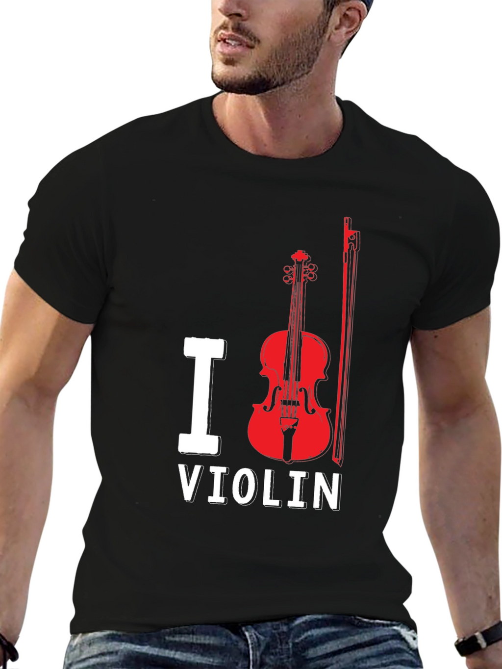 I Love Violin Black T-Shirt
