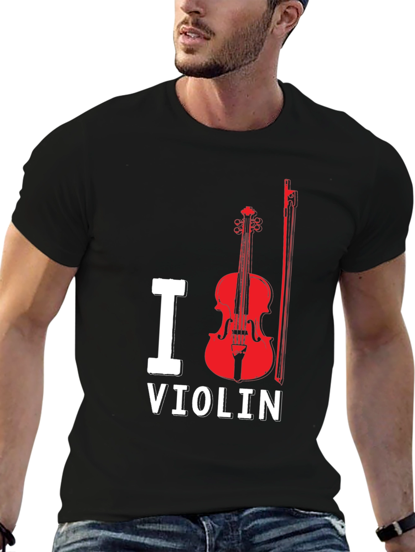 I Love Violin Black T-Shirt
