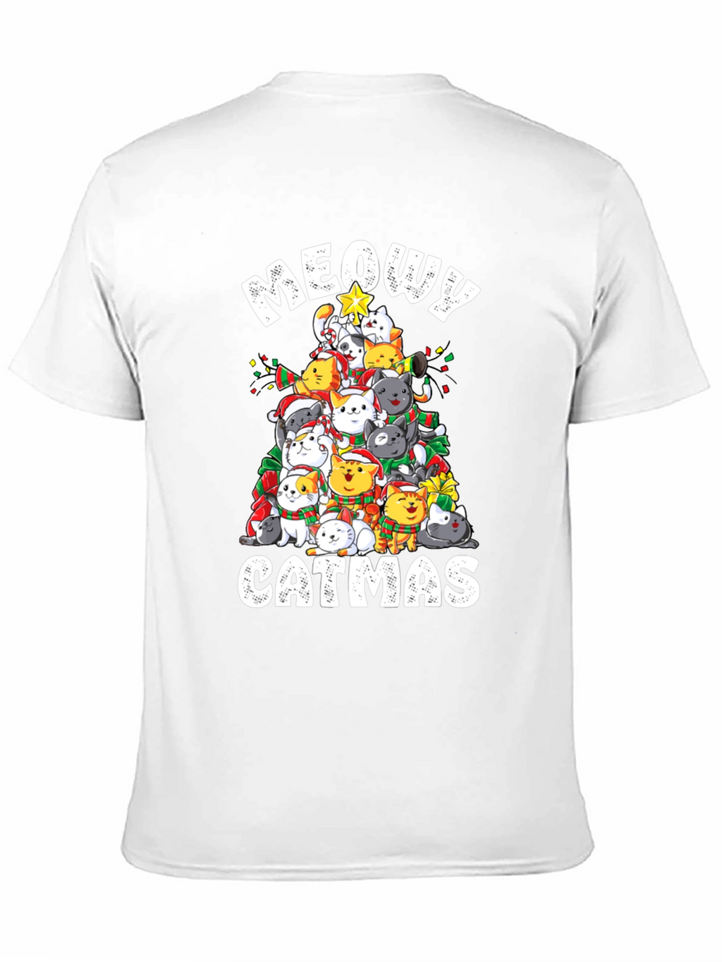 Meowy Catmas T-Shirt: Festive Cat Christmas Tree Design