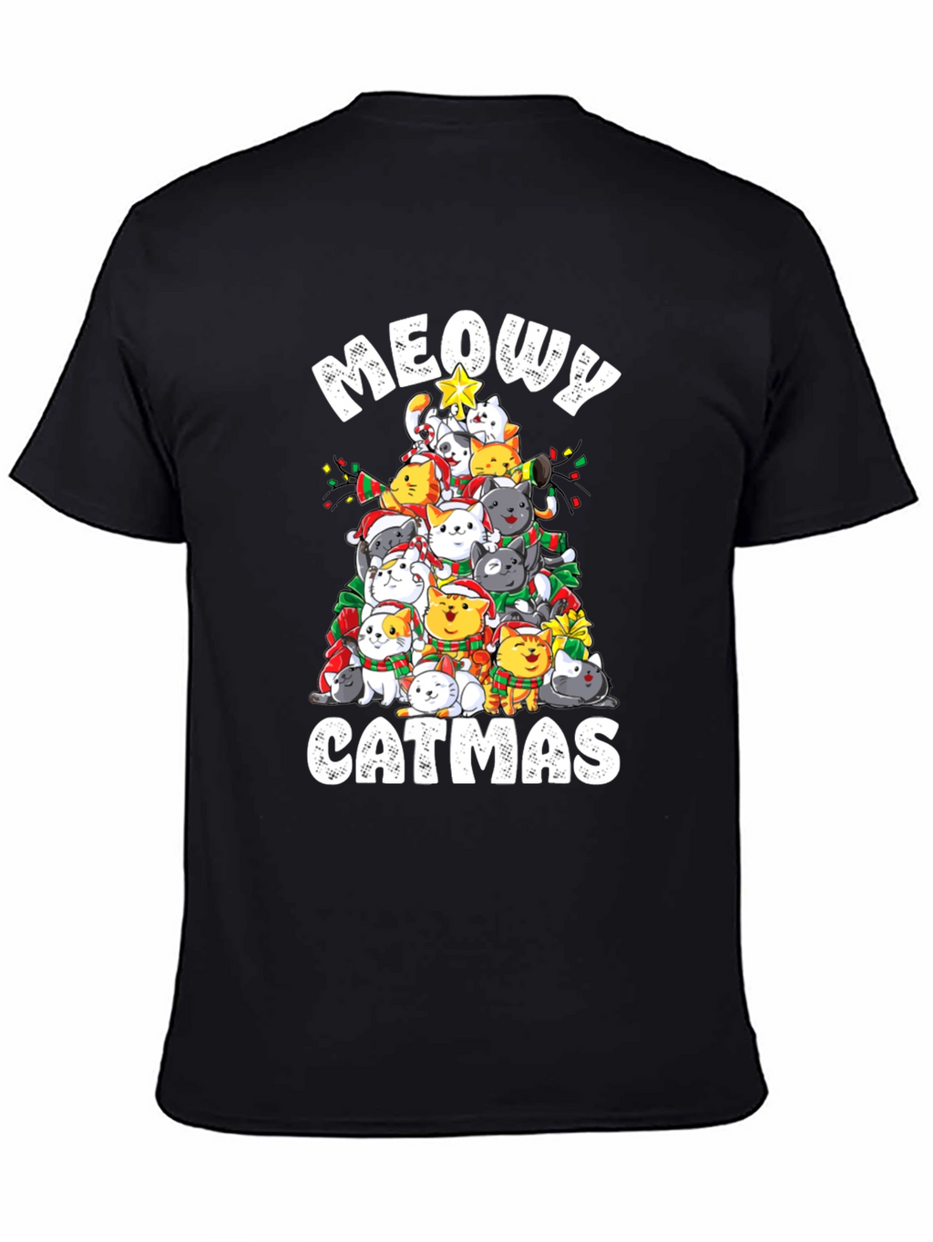 Meowy Catmas T-Shirt: Festive Cat Christmas Tree Design