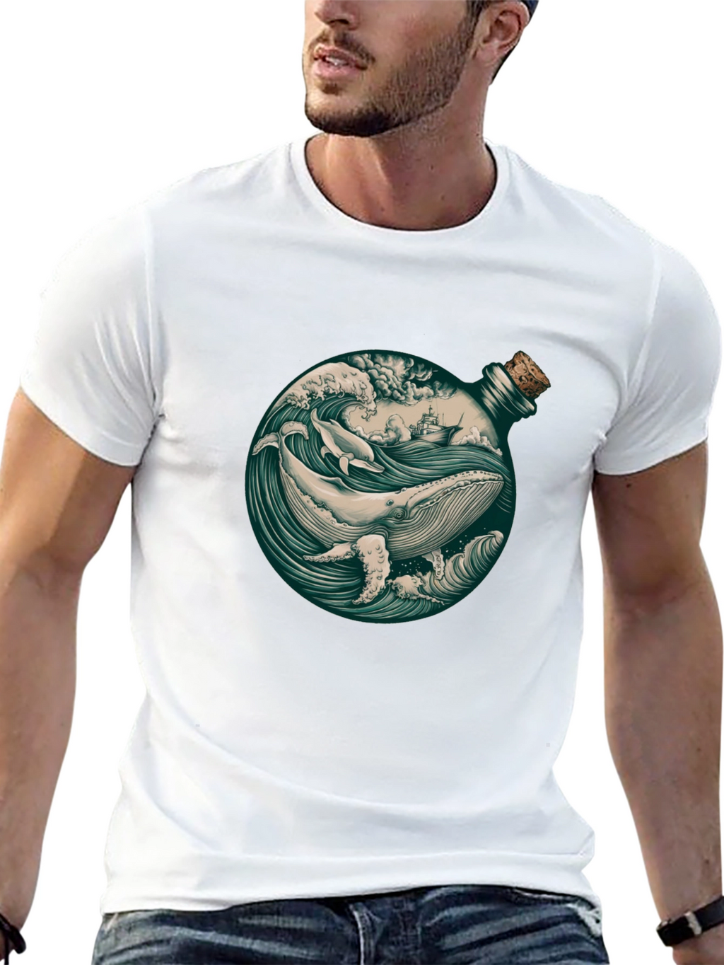 Whale in a Bottle Graphic T-Shirt