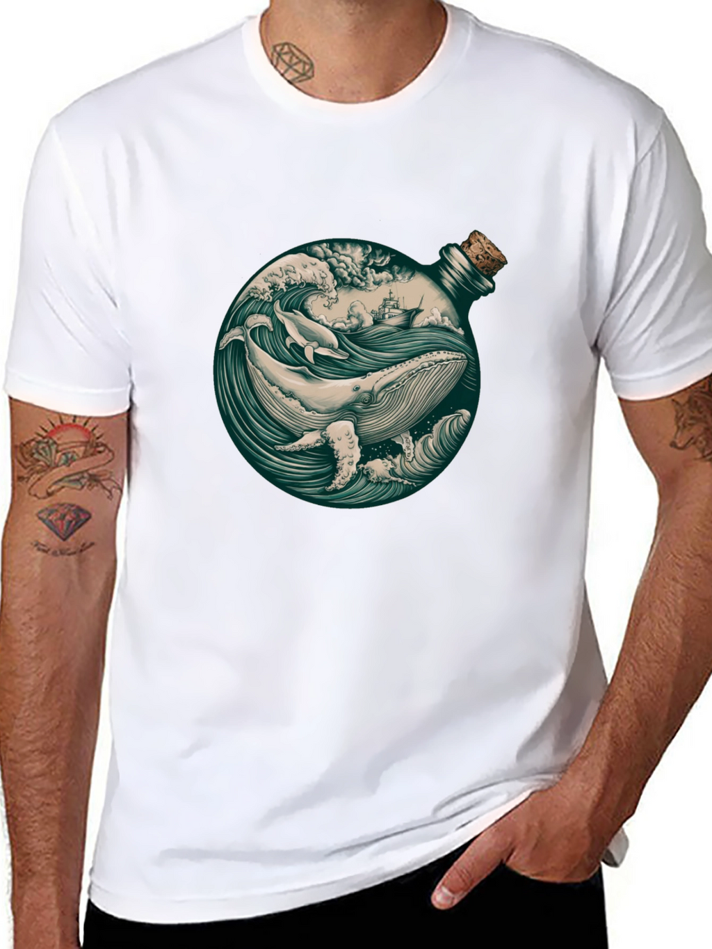 Whale in a Bottle Graphic T-Shirt