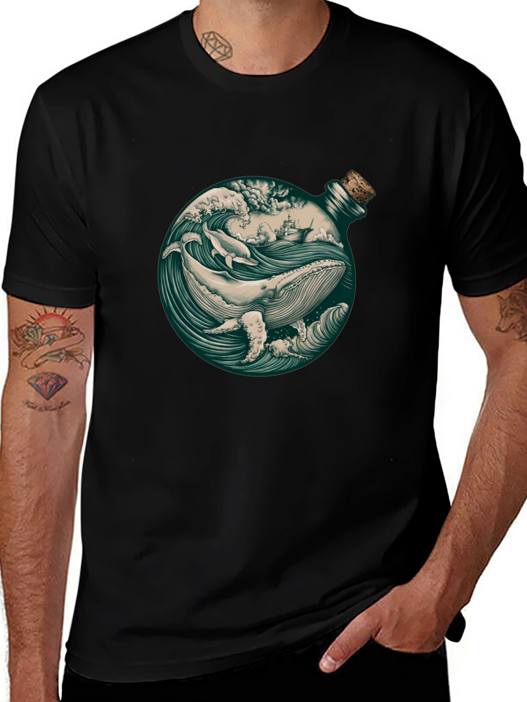 Whale in a Bottle Graphic T-Shirt