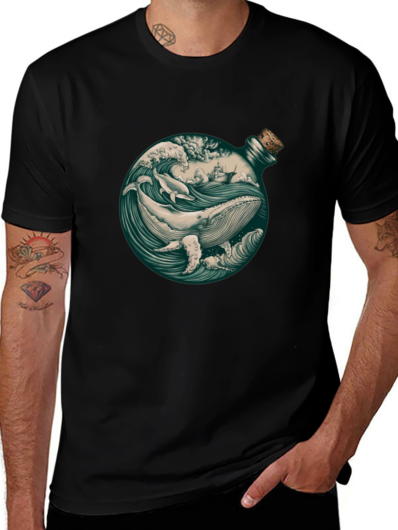 Whale in a Bottle Graphic T-Shirt