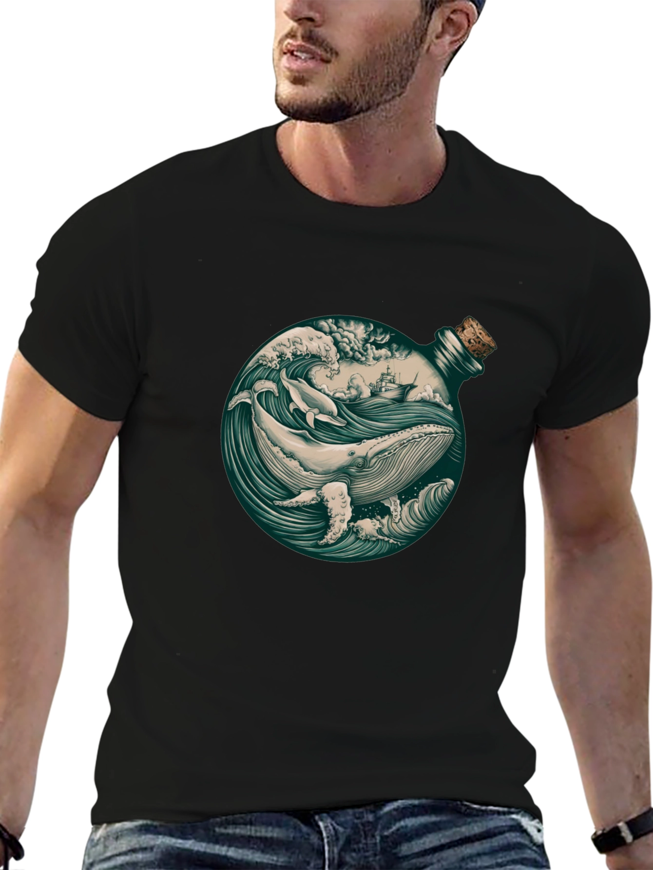 Whale in a Bottle Graphic T-Shirt