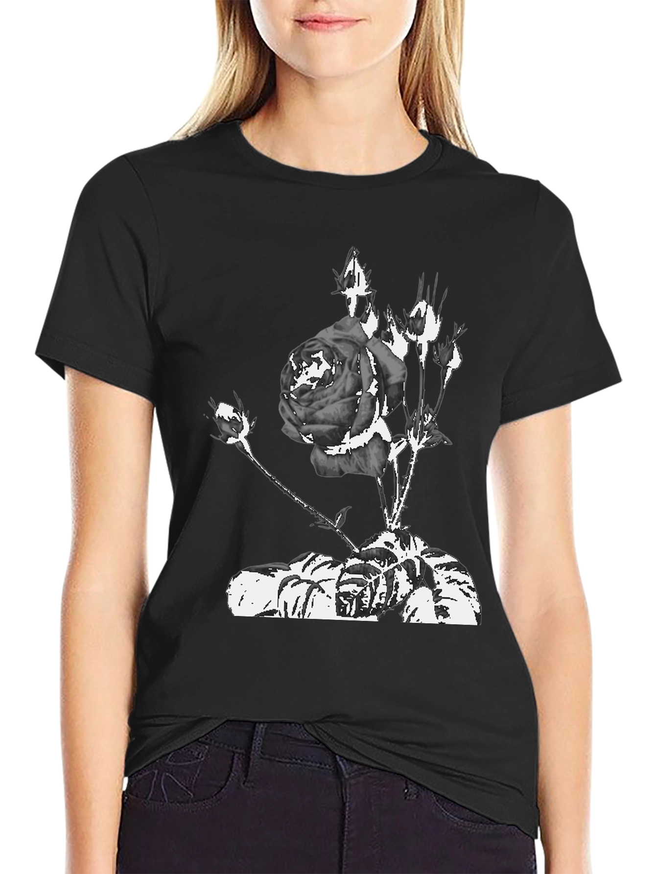 Black Rose Graphic Tee - Stylish Streetwear