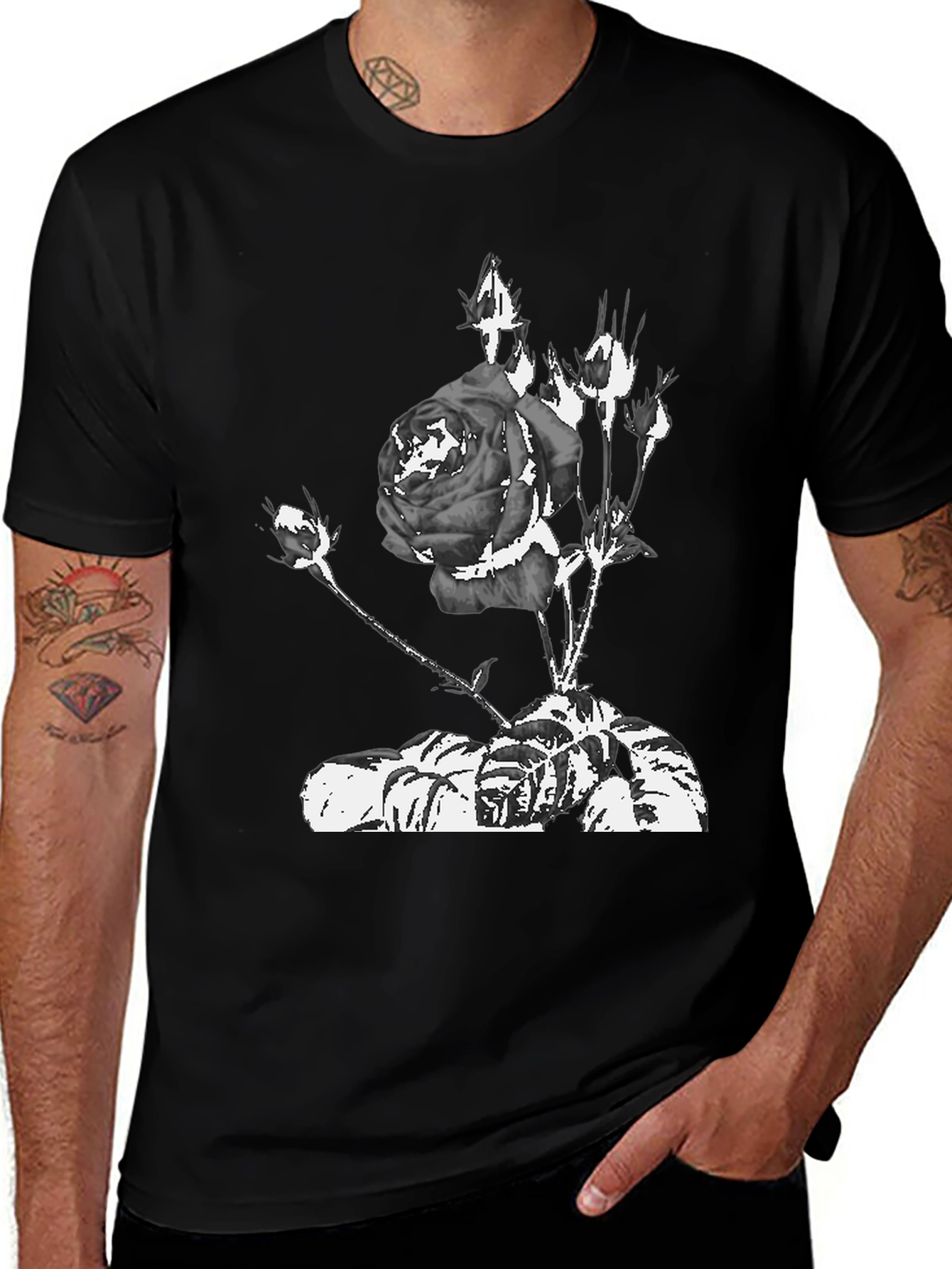 Black Rose Graphic Tee - Stylish Streetwear