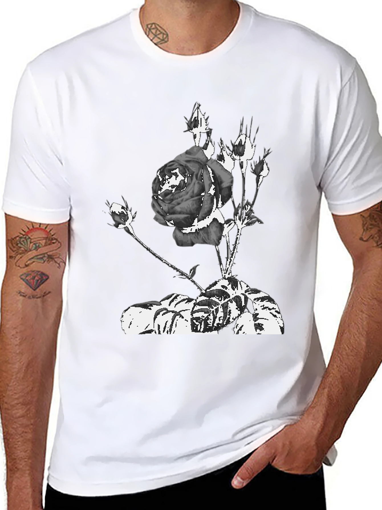 Black Rose Graphic Tee - Stylish Streetwear