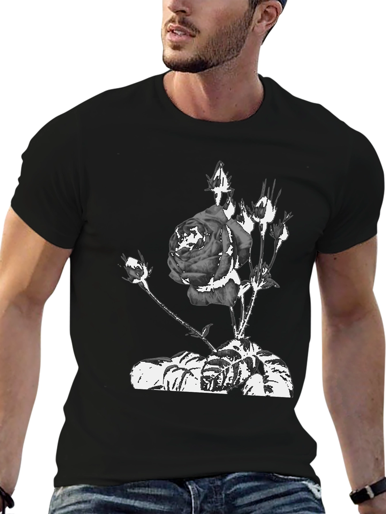 Black Rose Graphic Tee - Stylish Streetwear