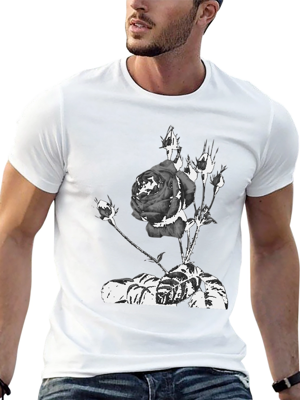 Black Rose Graphic Tee - Stylish Streetwear