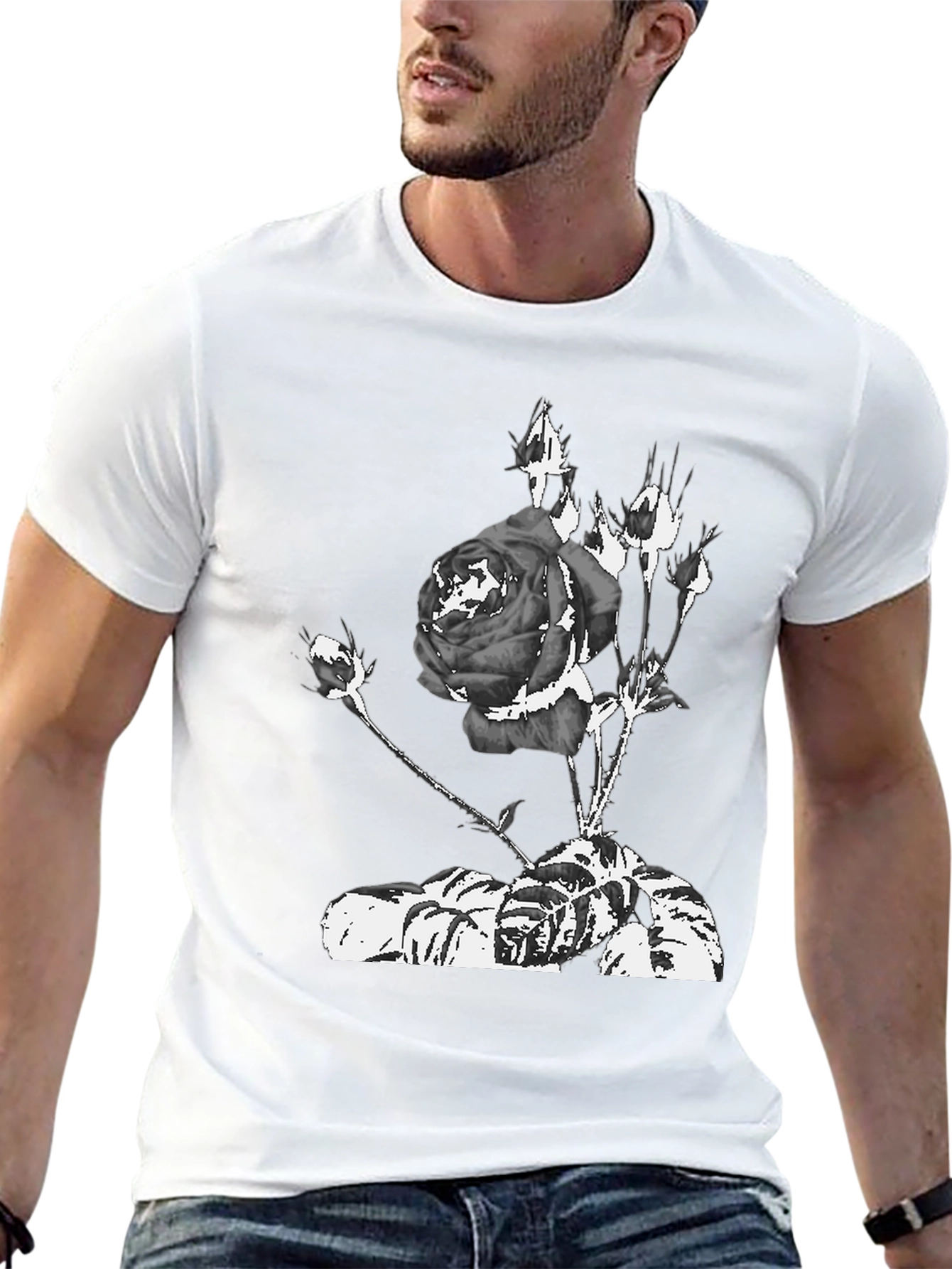 Black Rose Graphic Tee - Stylish Streetwear