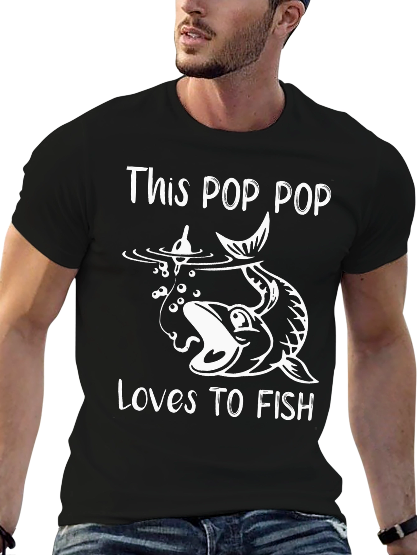 This Pop Pop Loves to Fish Graphic T-Shirt