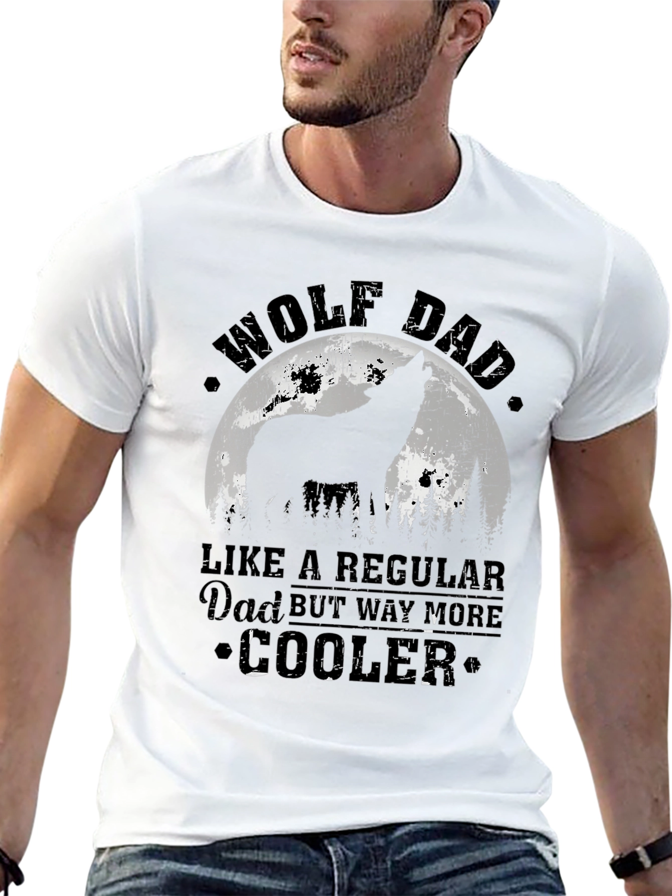 Wolf Dad T-Shirt - Cool Fathers Day Gift