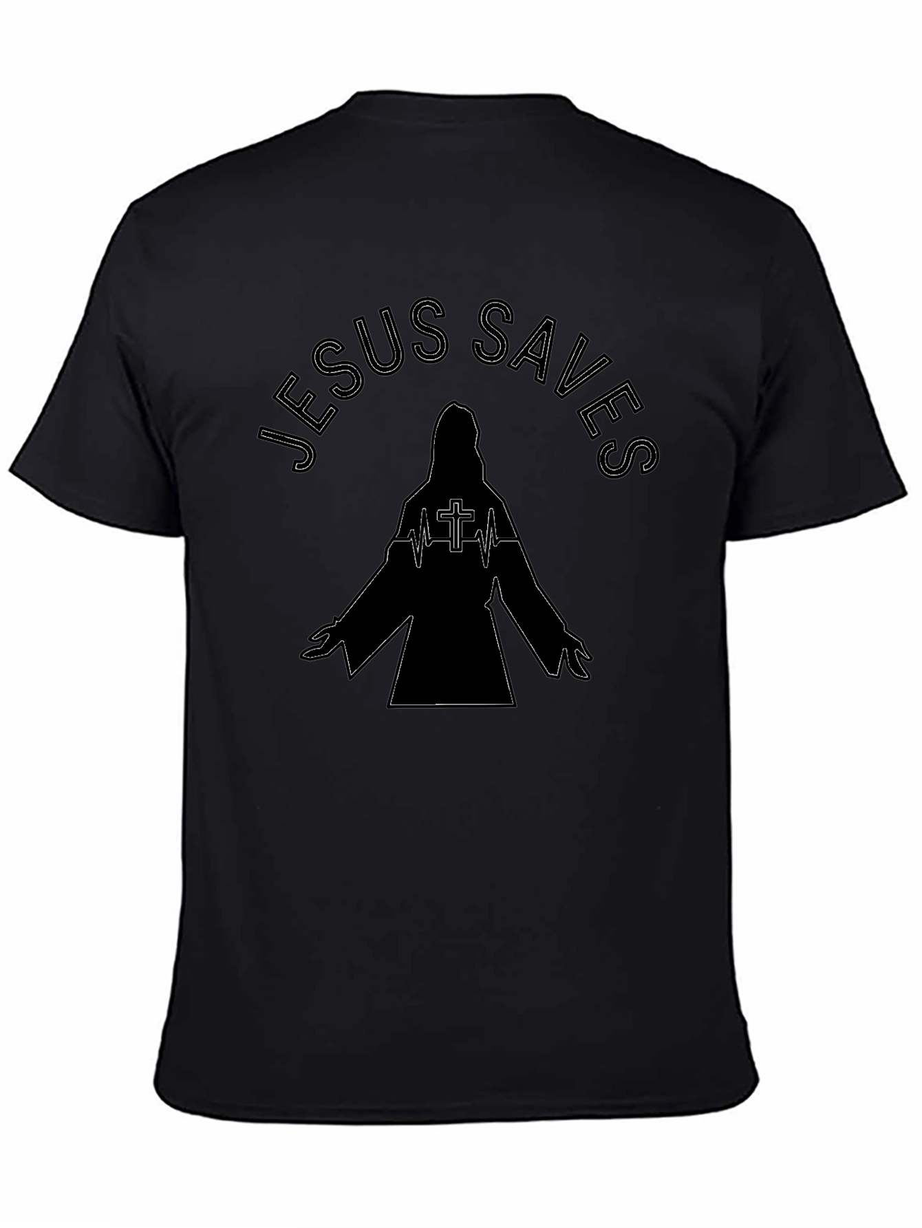 Jesus Saves Graphic Tee - Black Religious T-Shirt