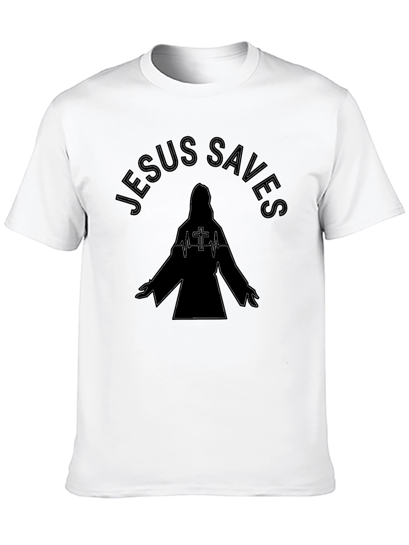 Jesus Saves Graphic Tee - Black Religious T-Shirt