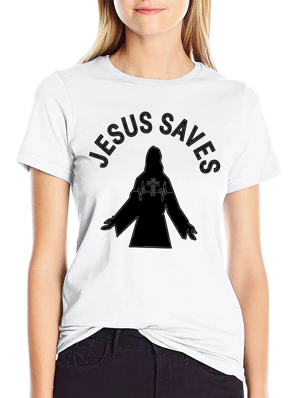Jesus Saves Graphic Tee - Black Religious T-Shirt