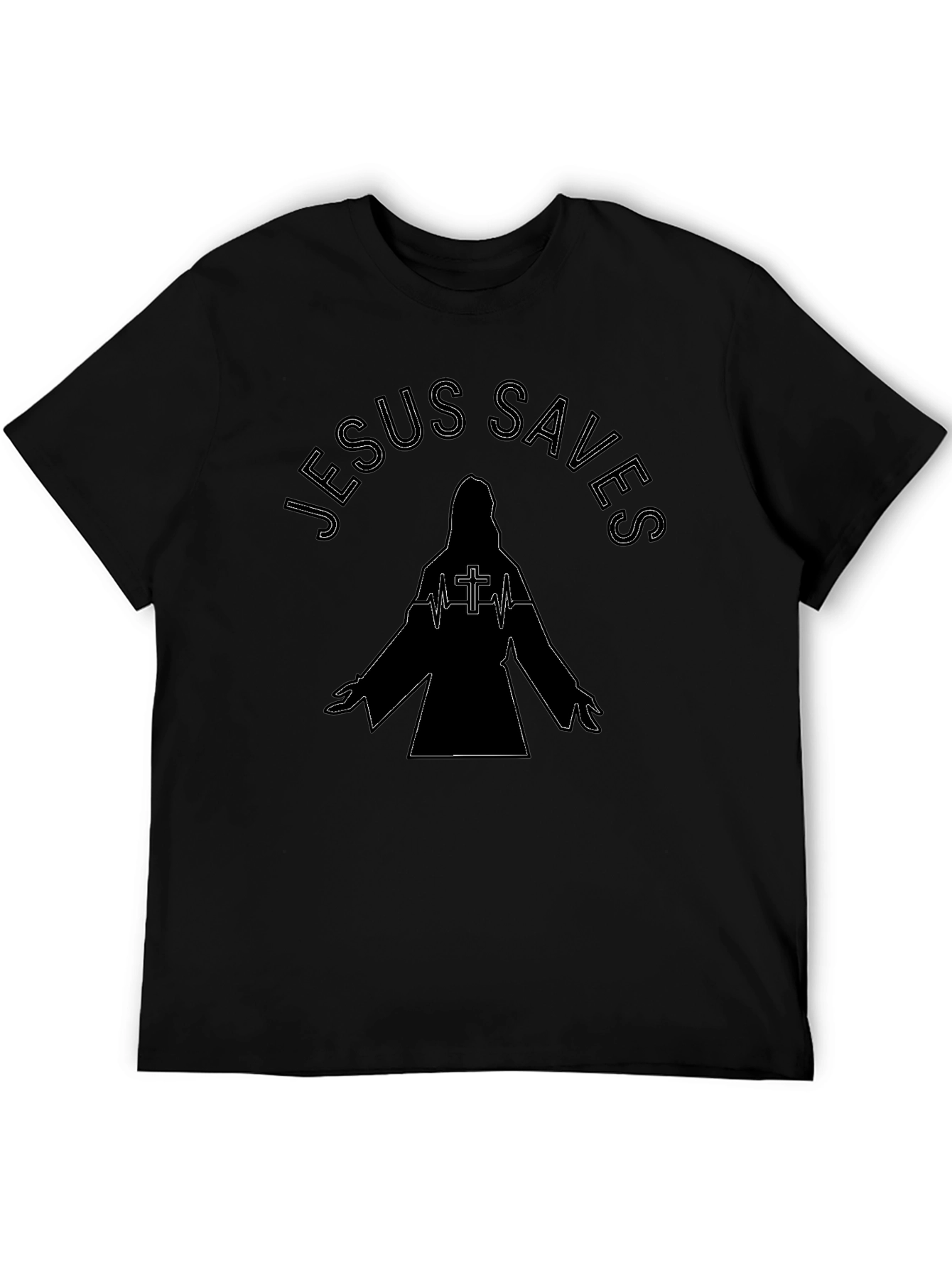 Jesus Saves Graphic Tee - Black Religious T-Shirt