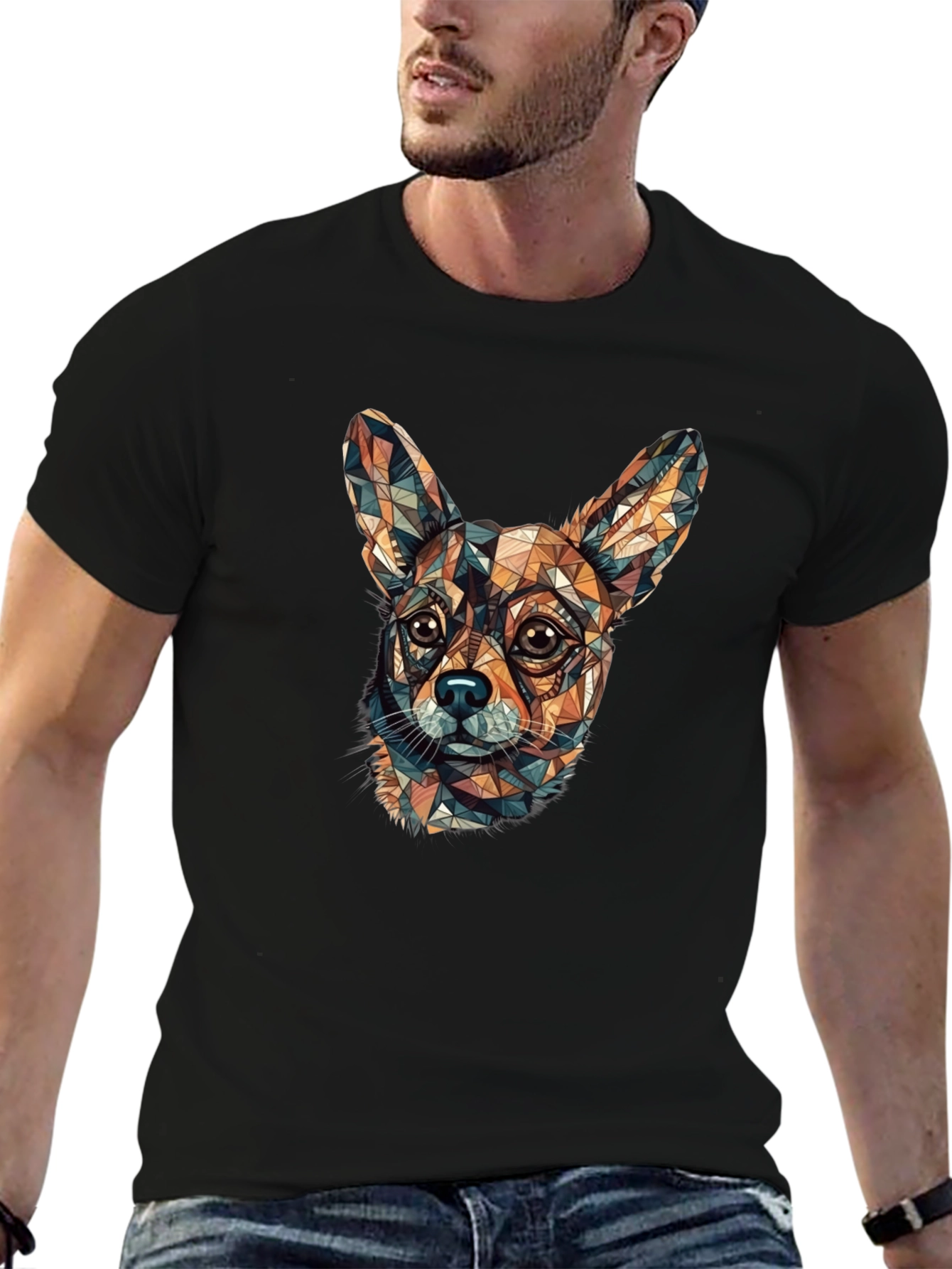 Geometric Chihuahua Head Graphic T-Shirt
