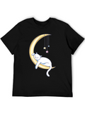 Cat Nap on the Moon Graphic Tee