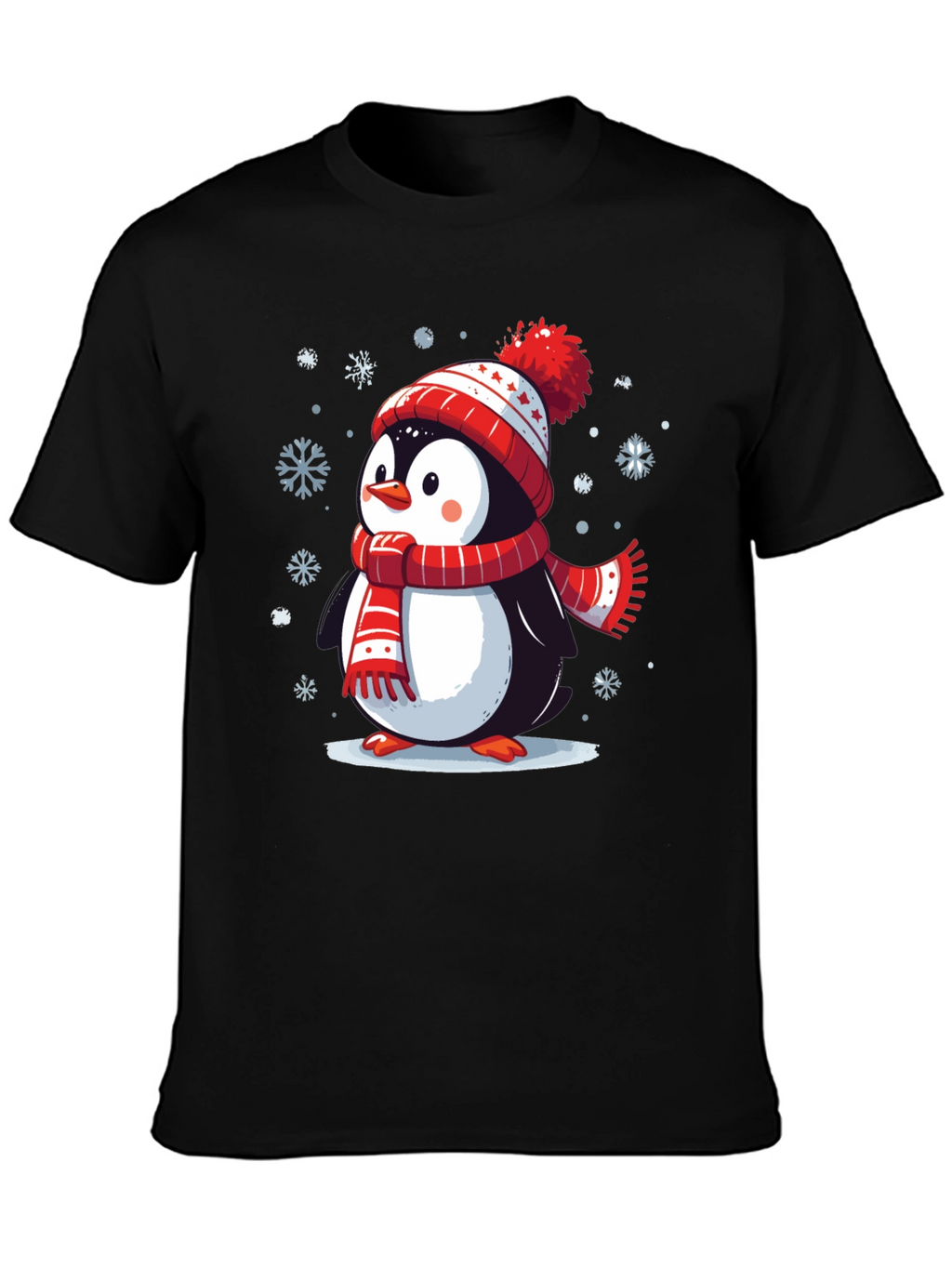 Winter Penguin Graphic Tee - Holiday Apparel