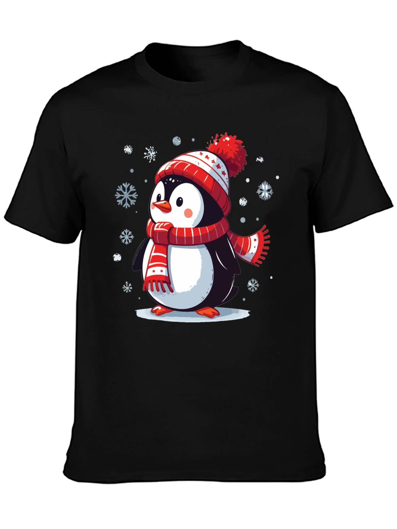 Winter Penguin Graphic Tee - Holiday Apparel