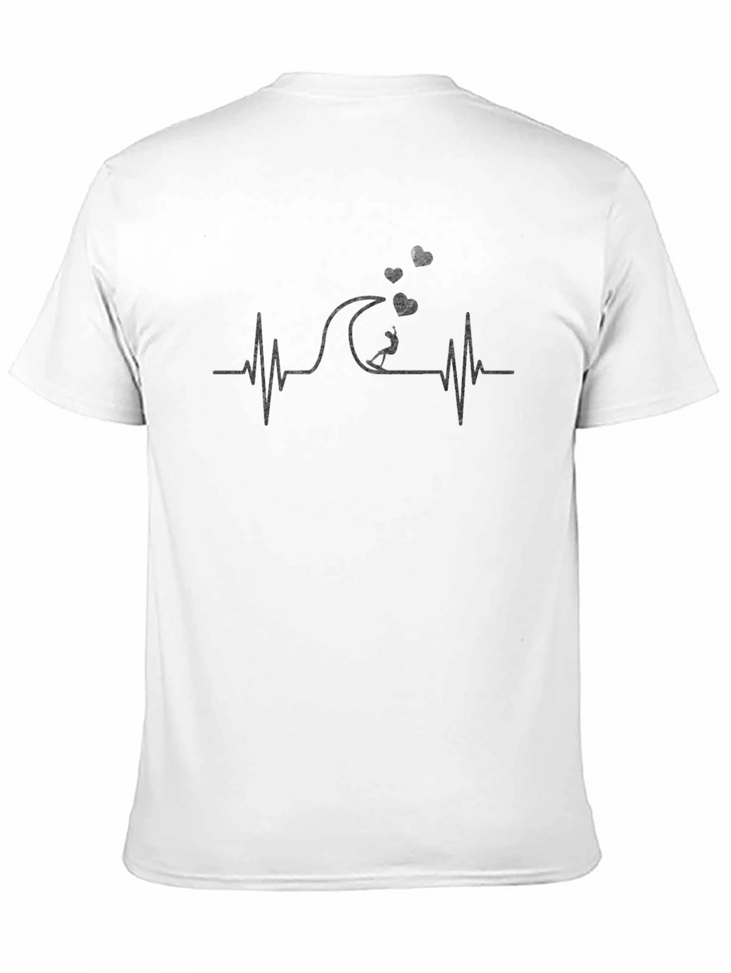 Surfing Heartbeat Graphic Tee - Black Cotton Shirt
