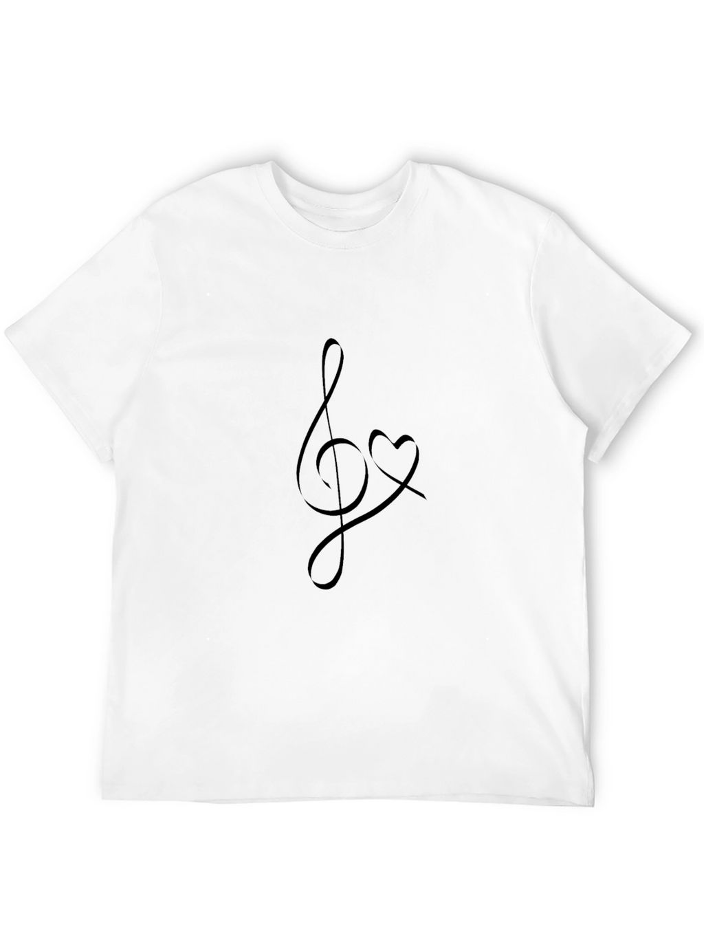 Music Lover Black Tee with Treble Clef Heart