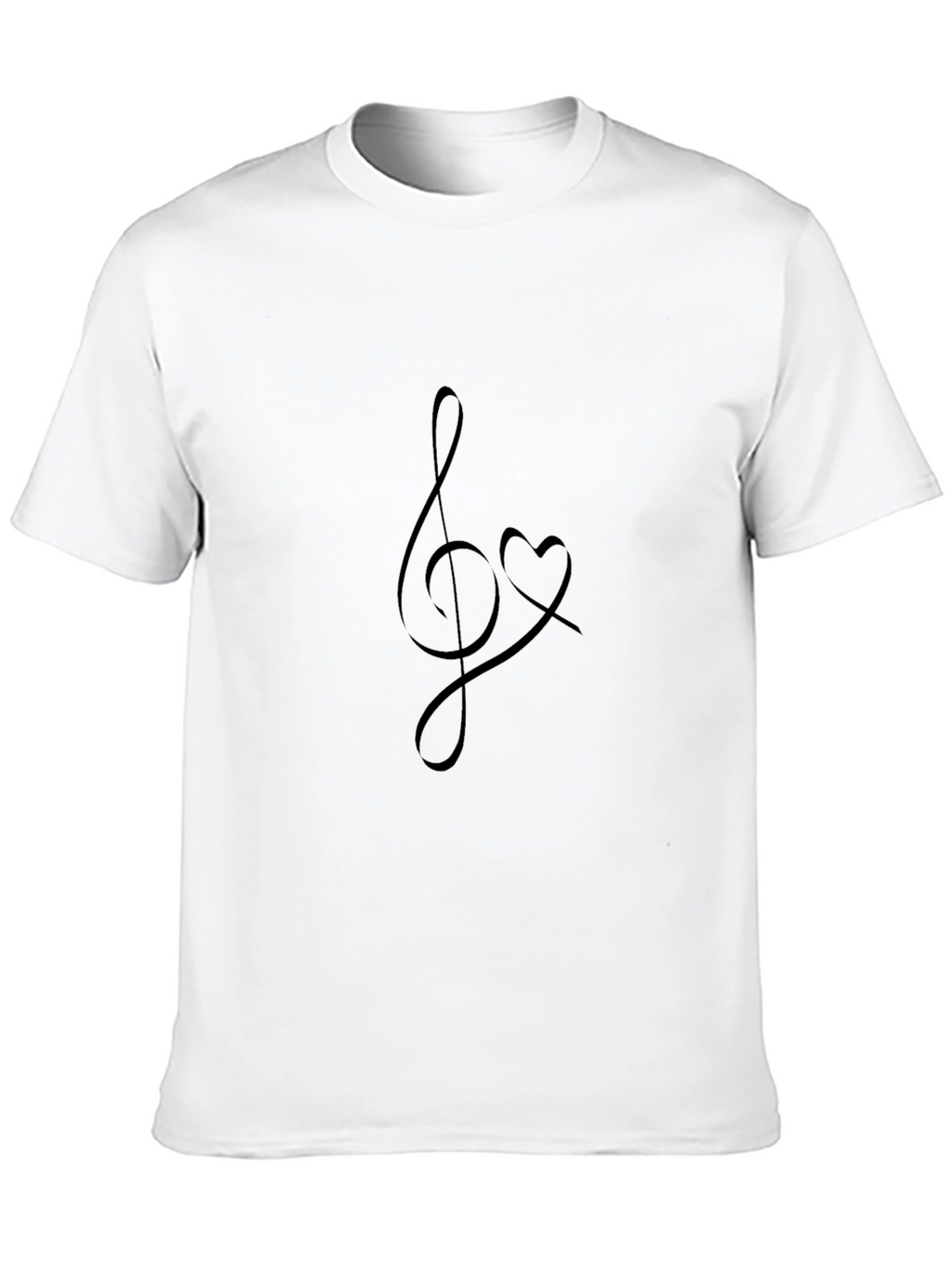 Music Lover Black Tee with Treble Clef Heart