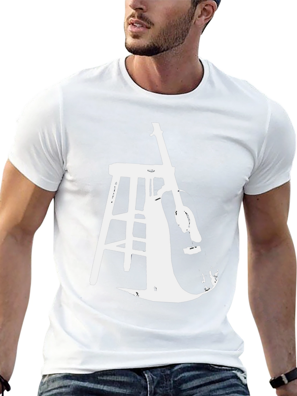 Guitar and Stool Graphic Black T-Shirt