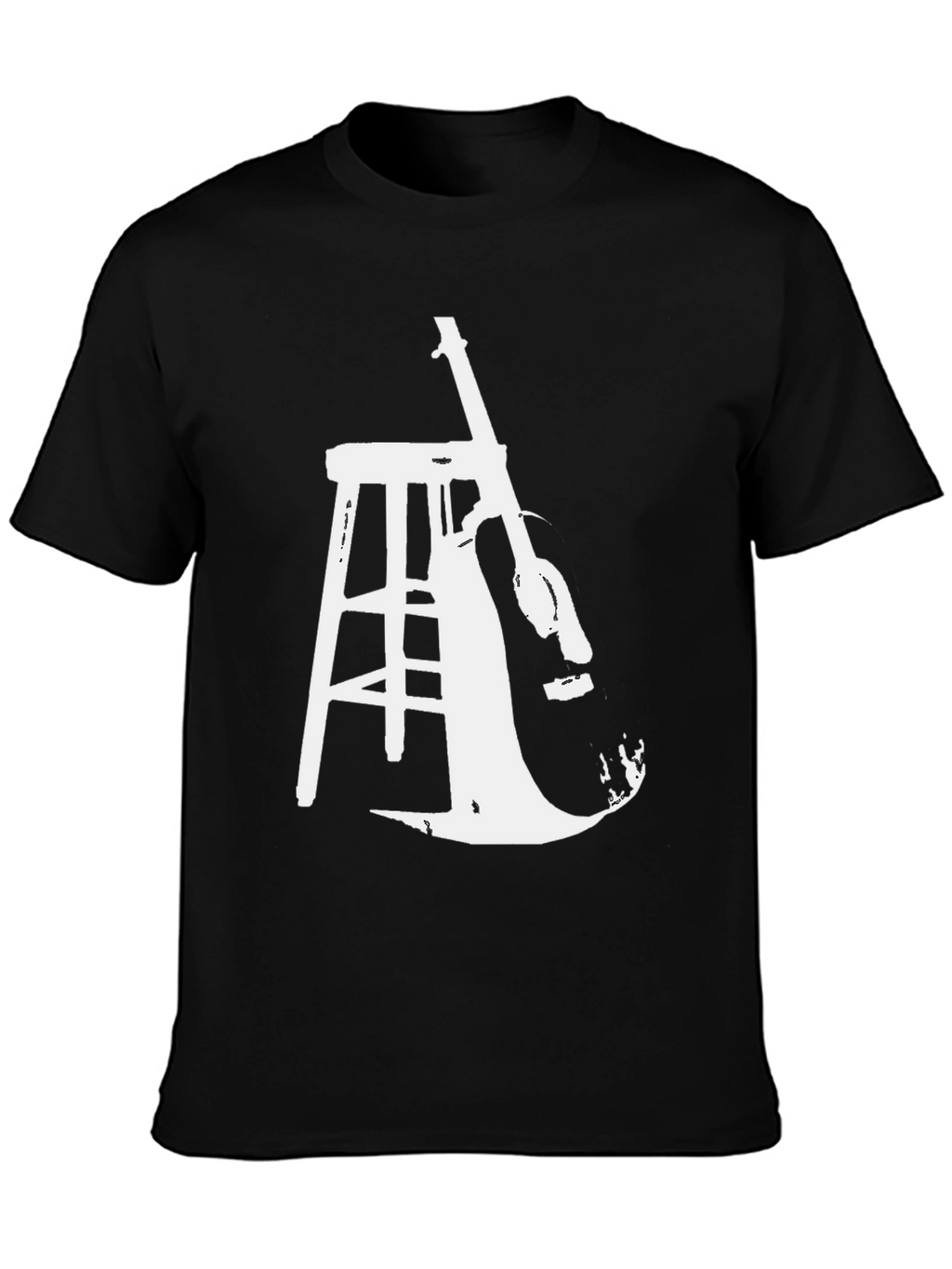 Guitar and Stool Graphic Black T-Shirt
