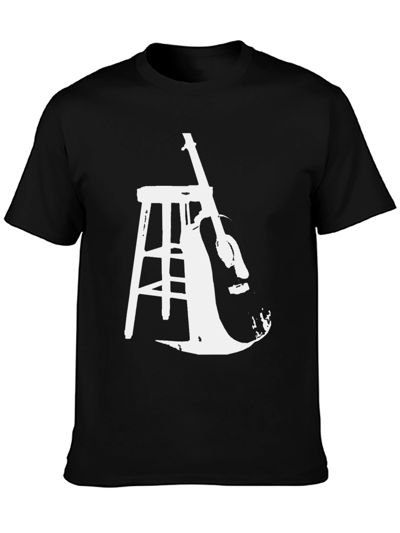 Guitar and Stool Graphic Black T-Shirt