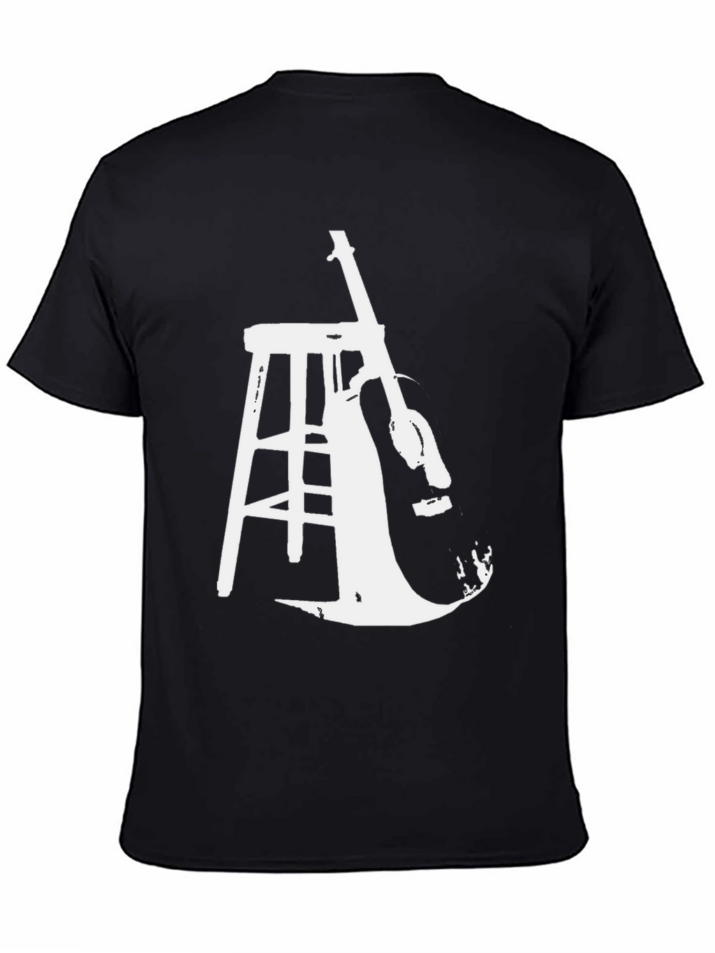 Guitar and Stool Graphic Black T-Shirt
