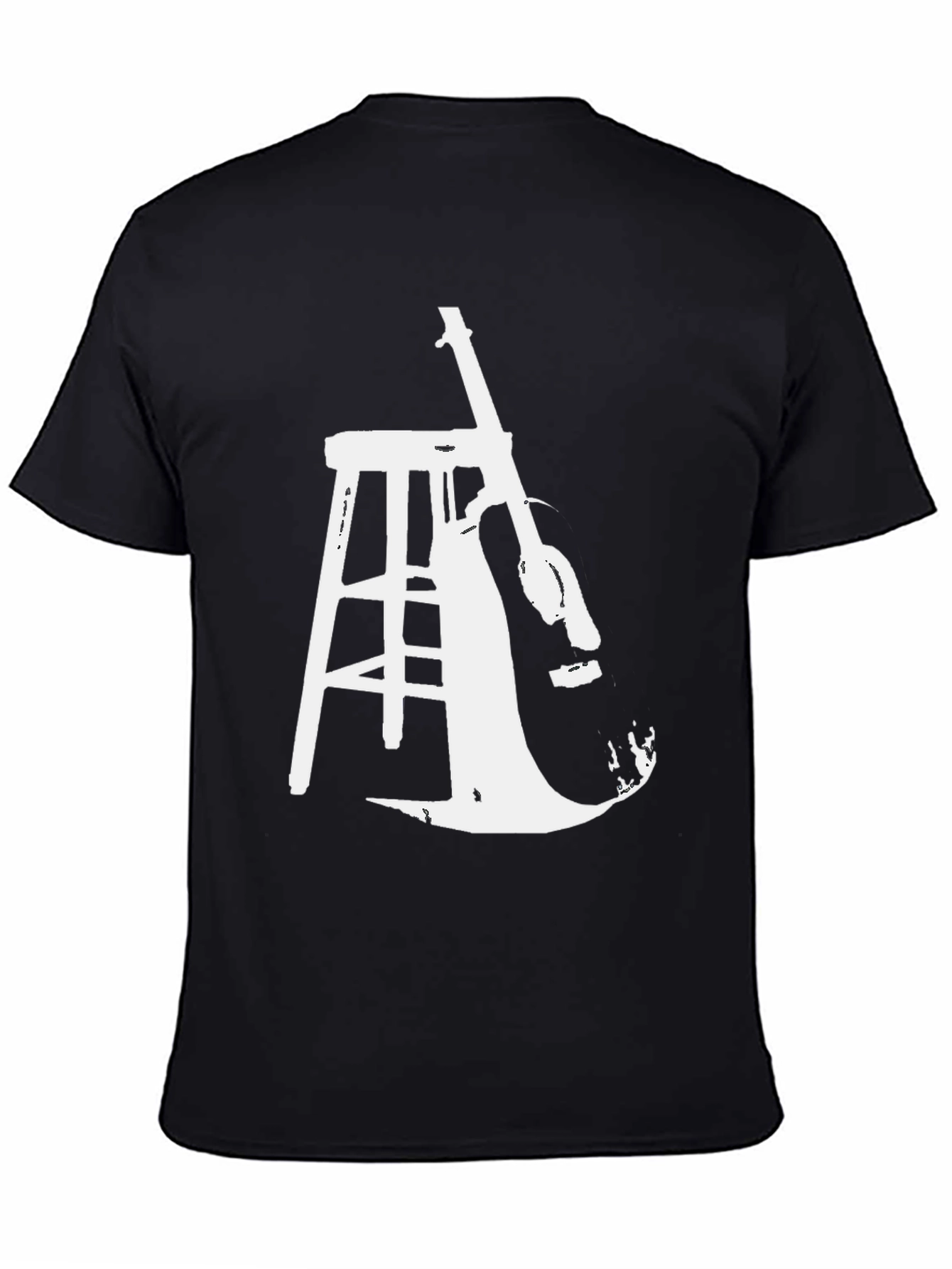 Guitar and Stool Graphic Black T-Shirt