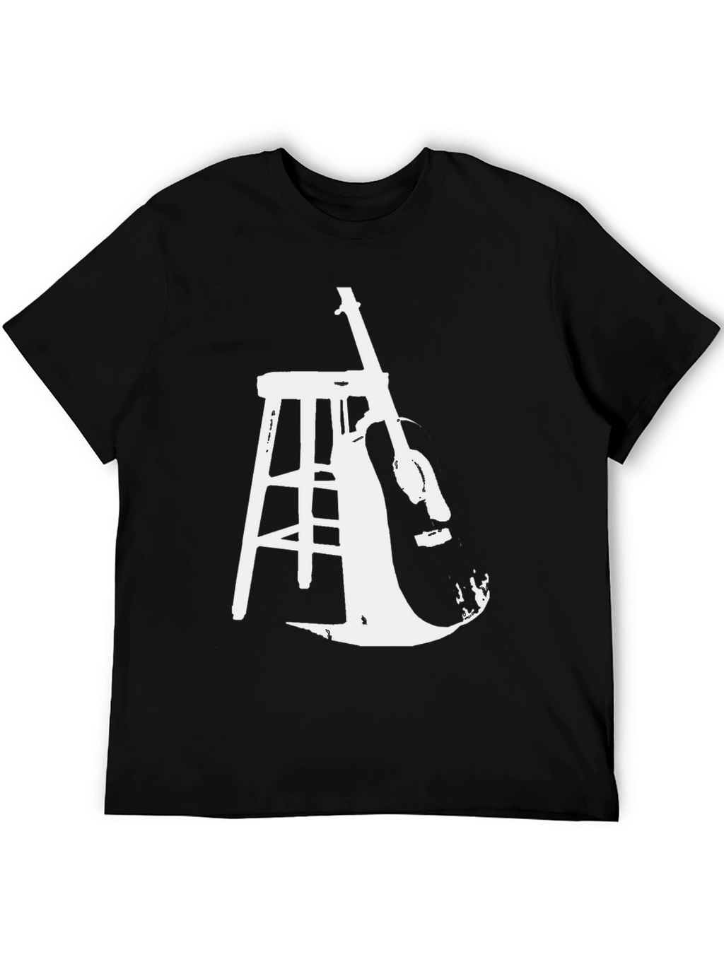 Guitar and Stool Graphic Black T-Shirt