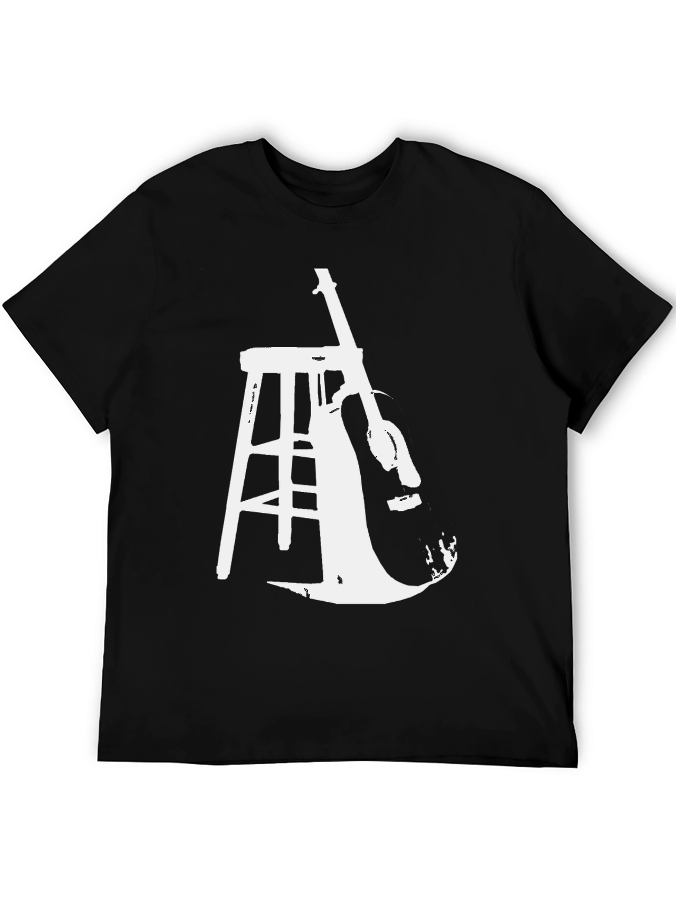 Guitar and Stool Graphic Black T-Shirt
